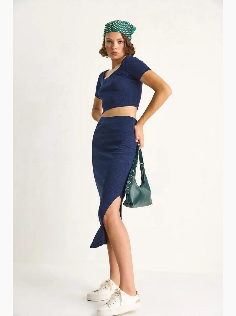 Conjunto top y falda básico lucci Azul marino - Kiabi