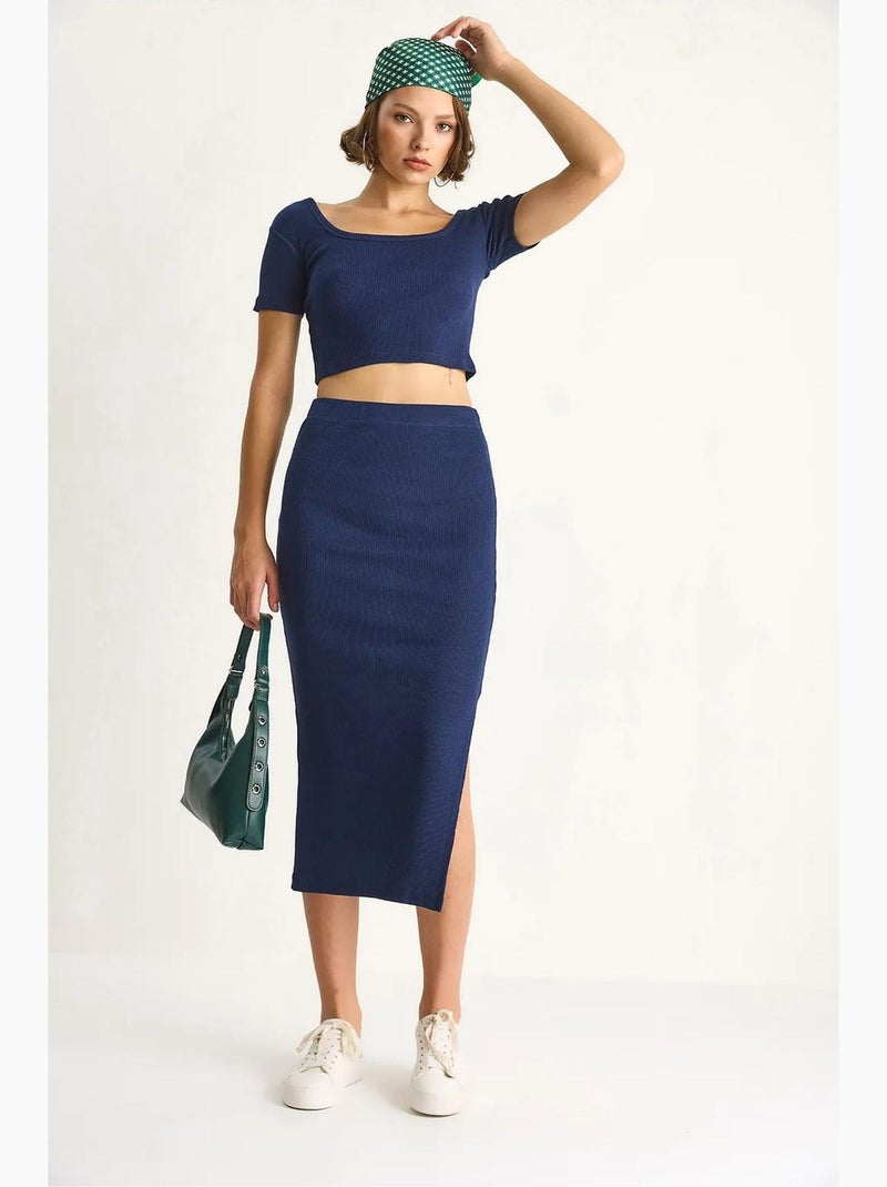 Conjunto top y falda básico lucci Azul marino - Kiabi