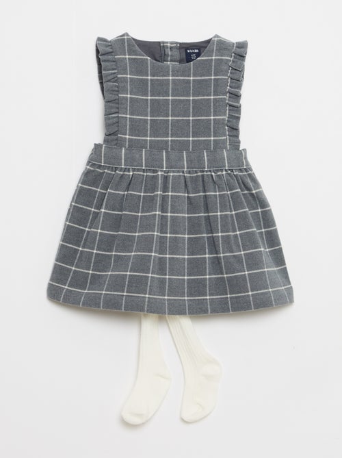 Conjunto vestido de franela + leotardos - 2 piezas - Kiabi