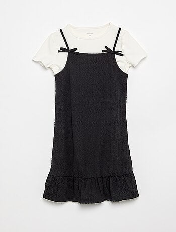 Conjunto vestido de tirantes finos + camiseta - 2 piezas