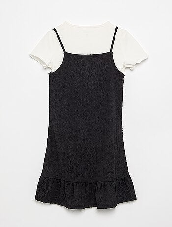 Conjunto vestido de tirantes finos + camiseta - 2 piezas
