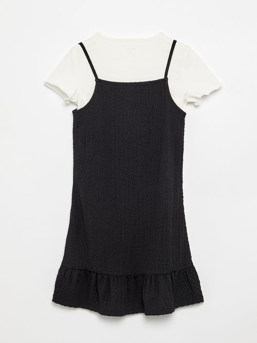 Conjunto vestido de tirantes finos + camiseta - 2 piezas - Kiabi