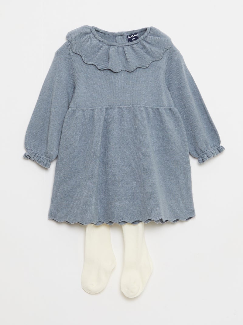 Conjunto vestido + leotardos estampados Azul - Kiabi