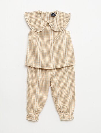 Conjunto vichy de 2 piezas: blusa + pantalón