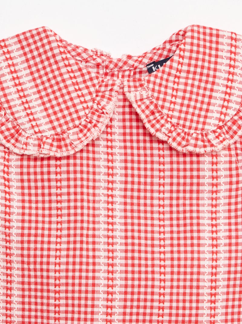 Conjunto vichy de 2 piezas: blusa + pantalón Rojo - Kiabi