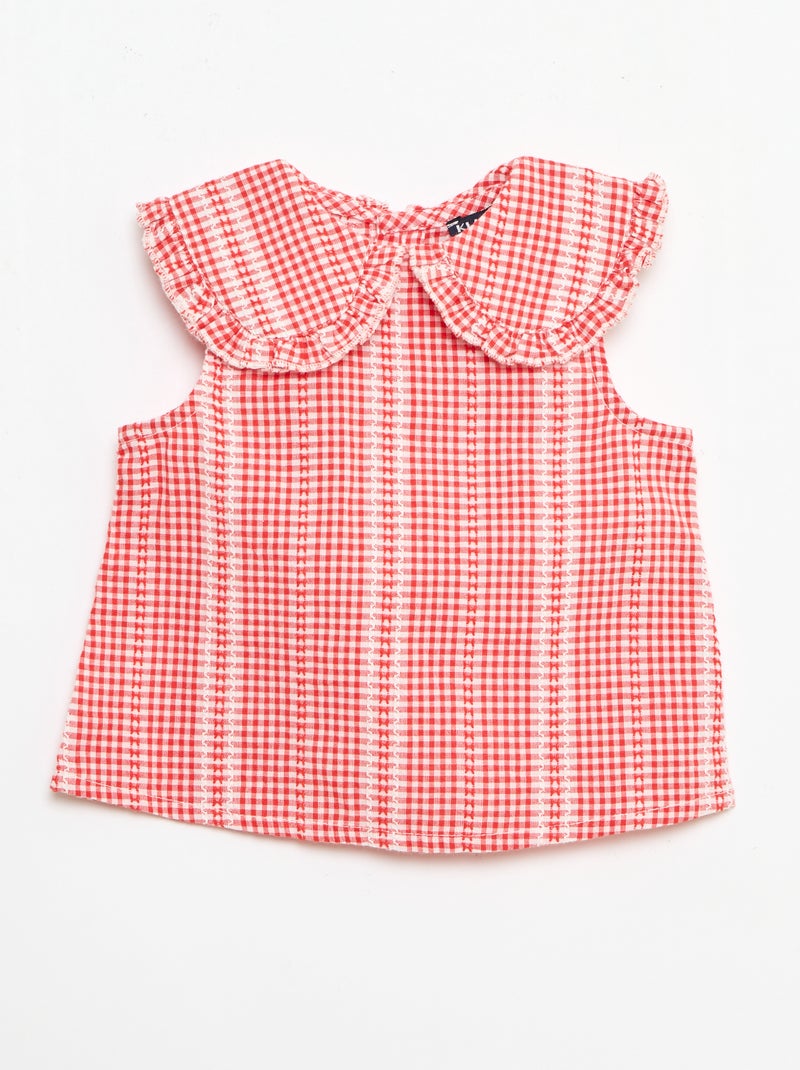Conjunto vichy de 2 piezas: blusa + pantalón Rojo - Kiabi