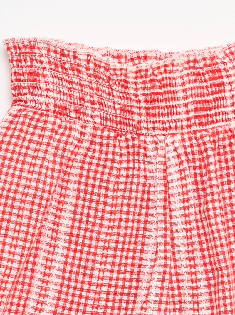 Conjunto vichy de 2 piezas: blusa + pantalón Rojo - Kiabi