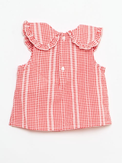 Conjunto vichy de 2 piezas: blusa + pantalón - Kiabi