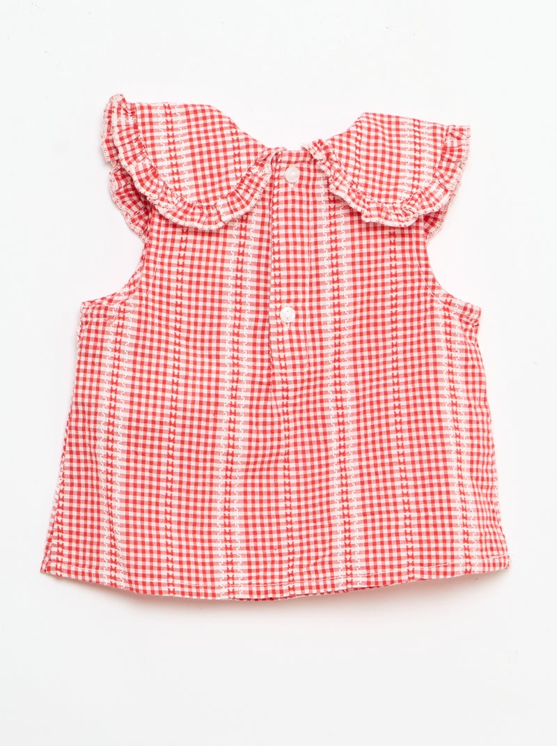 Conjunto vichy de 2 piezas: blusa + pantalón Rojo - Kiabi