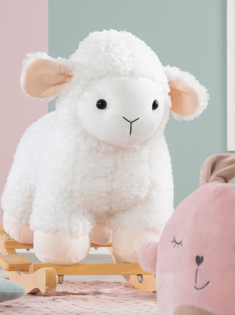Cordero balancín en madera maciza y peluche para bebé desde 18 meses 'Roba' Blanco Beige - Kiabi