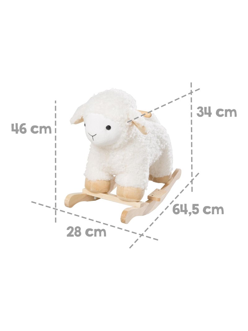Cordero balancín en madera maciza y peluche para bebé desde 18 meses 'Roba' Blanco Beige - Kiabi