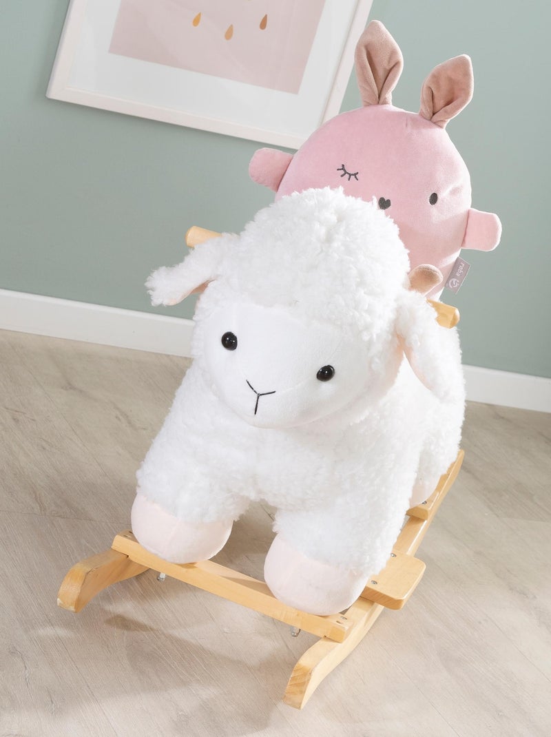 Cordero balancín en madera maciza y peluche para bebé desde 18 meses 'Roba' Blanco Beige - Kiabi