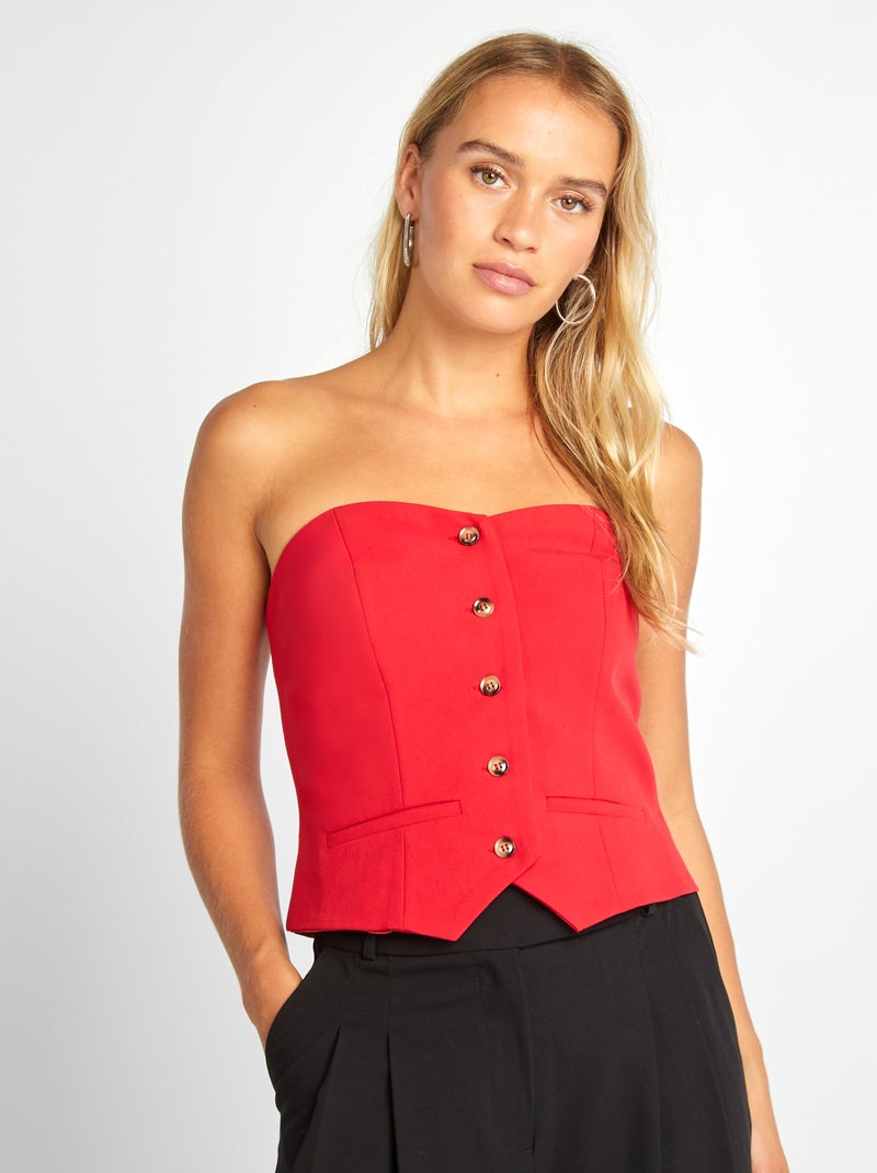 Corpiño liso con botones ROJO - Kiabi
