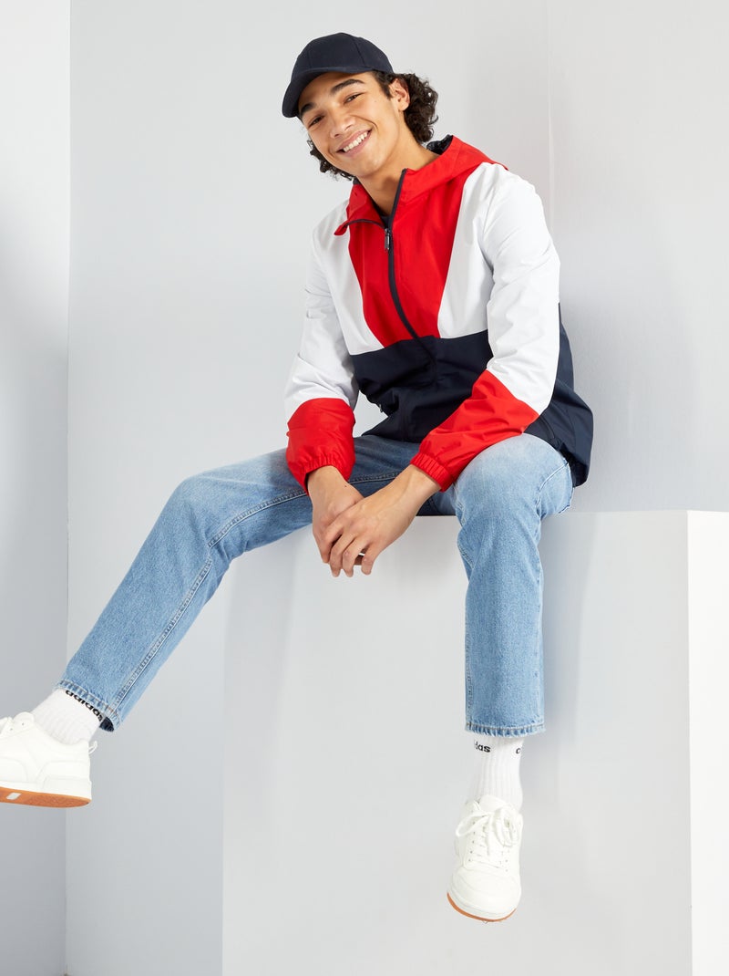 Cortavientos colorblock AZUL - Kiabi
