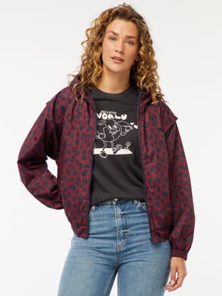 Cortavientos con capucha motivo de leopardo
