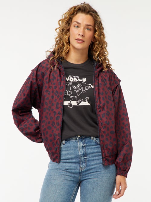 Cortavientos con capucha motivo de leopardo - Kiabi