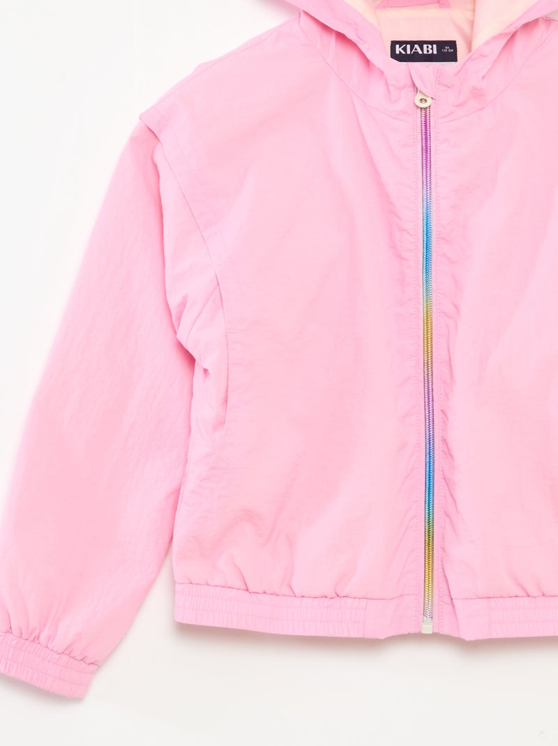 Cortavientos con capucha y bajo elástico Rosa - Kiabi