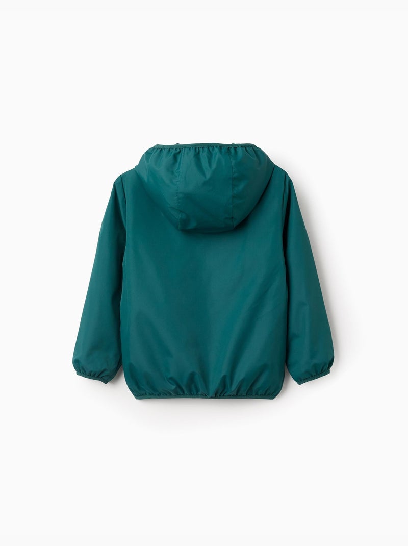 Cortavientos con capucha y bolsillos Verde oscuro - Kiabi