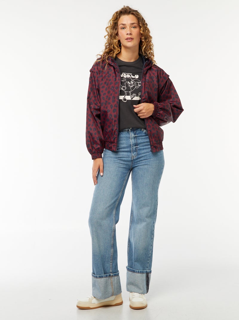 Cortavientos con capucha y estampado de leopardo Rojo - Kiabi