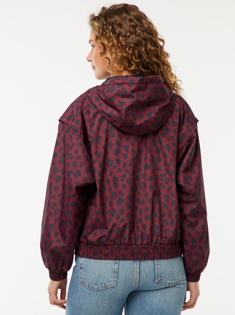 Cortavientos con capucha y estampado de leopardo Rojo - Kiabi