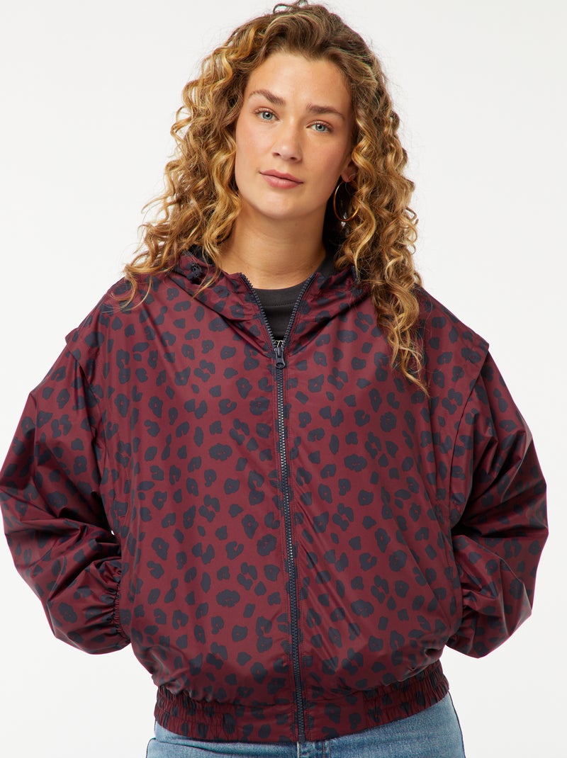 Cortavientos con capucha y estampado de leopardo Rojo - Kiabi