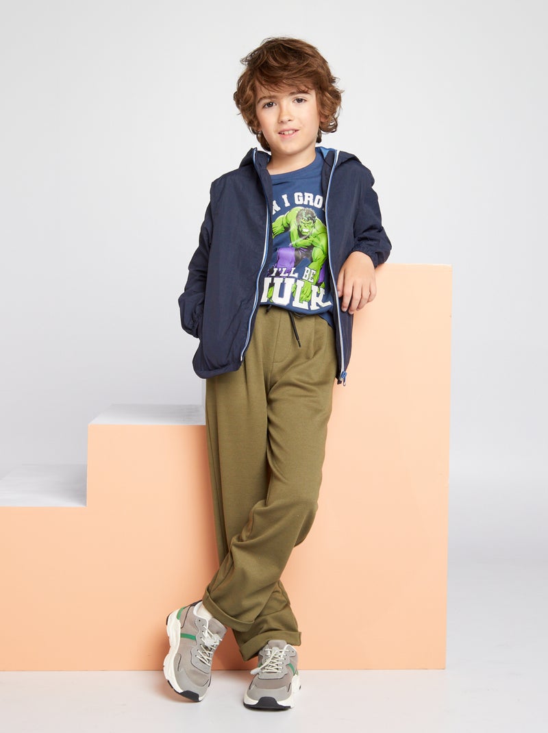 Cortavientos impermeable con capucha azul - Kiabi