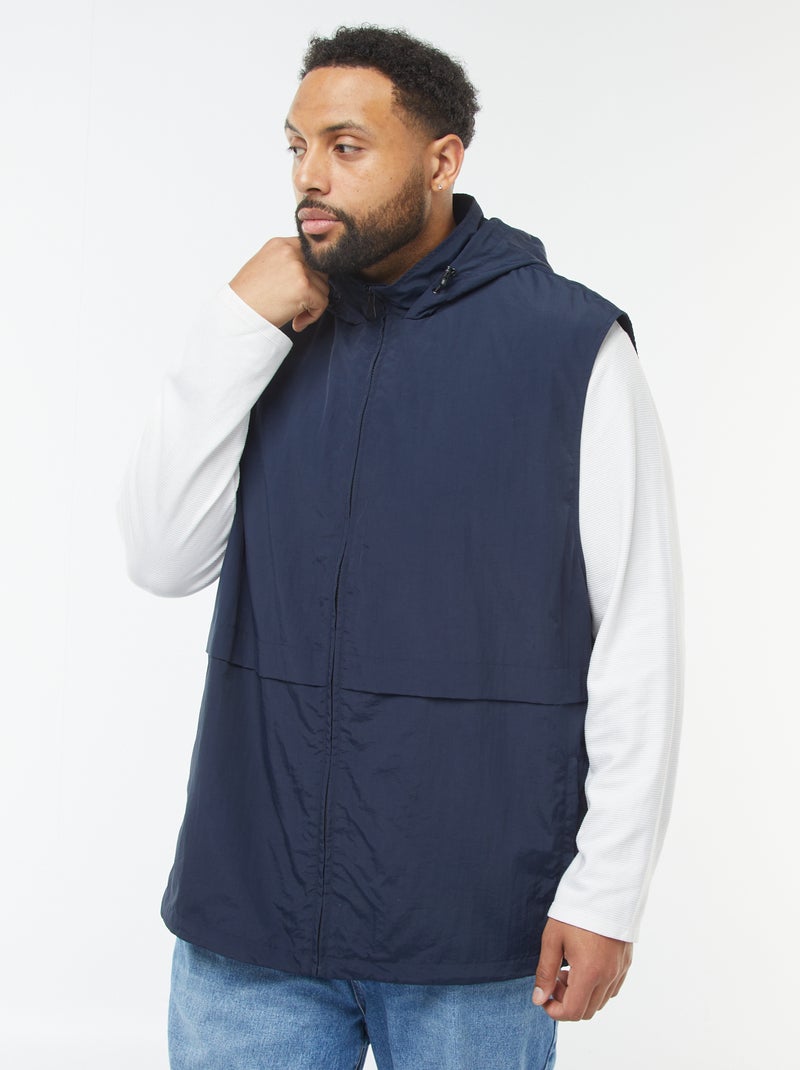 Cortavientos impermeable con capucha mangas extraíbles azul - Kiabi