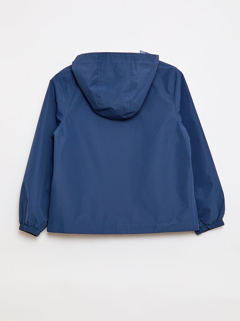 Cortavientos liso con capucha - Colección fácil de poner Azul - Kiabi