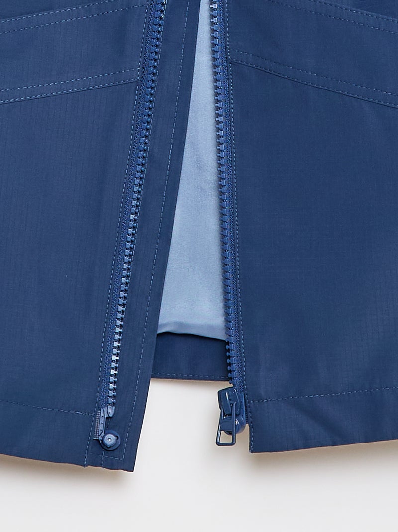 Cortavientos liso con capucha - Colección fácil de poner Azul - Kiabi