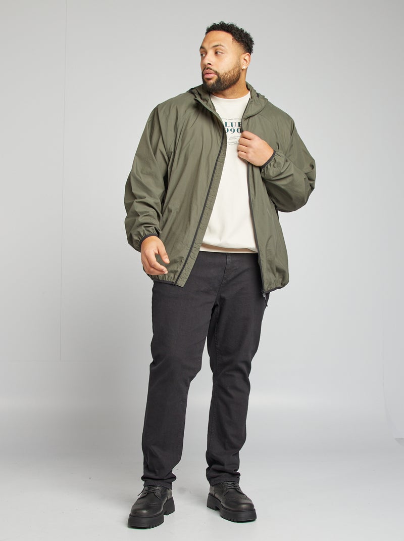 Cortavientos liso plegable en la capucha KAKI - Kiabi