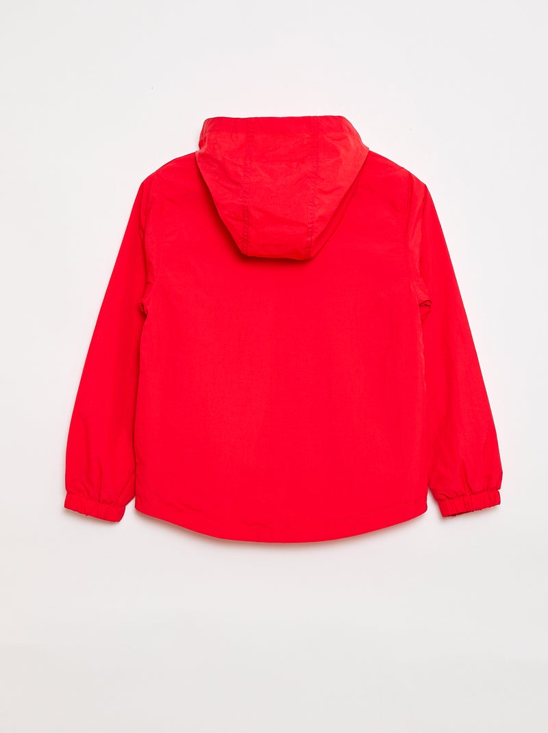 Cortavientos liso plegable en su capucha Rojo - Kiabi