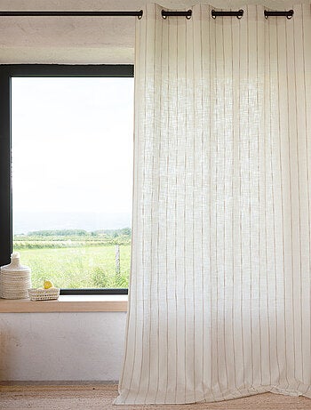 Cortina 100% algodón a rayas beige LOURMARIN