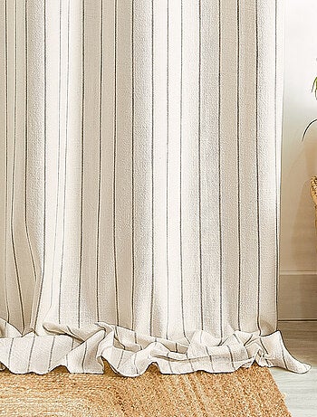 Cortina 100% algodón a rayas beige LOURMARIN