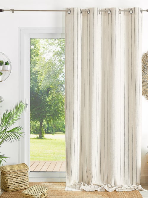 Cortina 100% algodón a rayas beige LOURMARIN - Kiabi