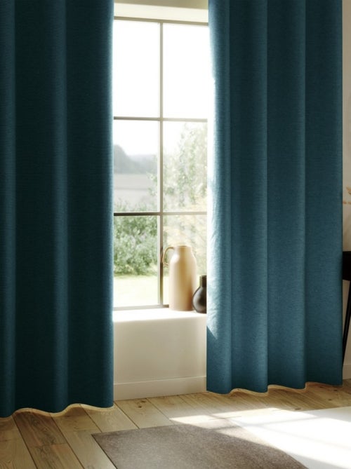 Cortina 100% opaca con revestimiento efecto lino - Kiabi