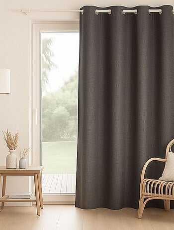 Cortina 100% opaca con revestimiento efecto lino