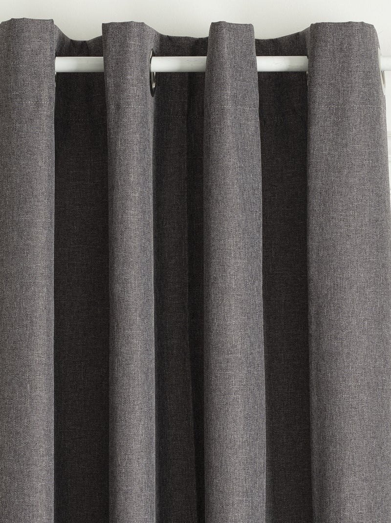 Cortina 100% opaca con revestimiento efecto lino Gris - Kiabi
