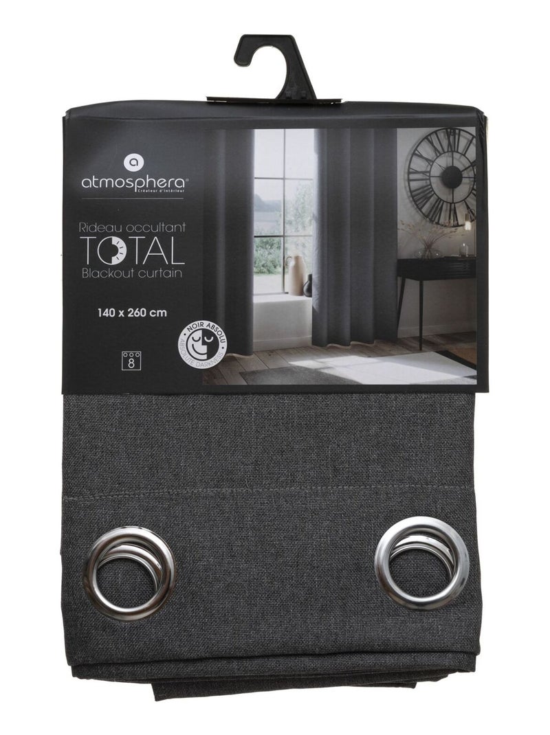 Cortina 100% opaca con revestimiento efecto lino Gris - Kiabi