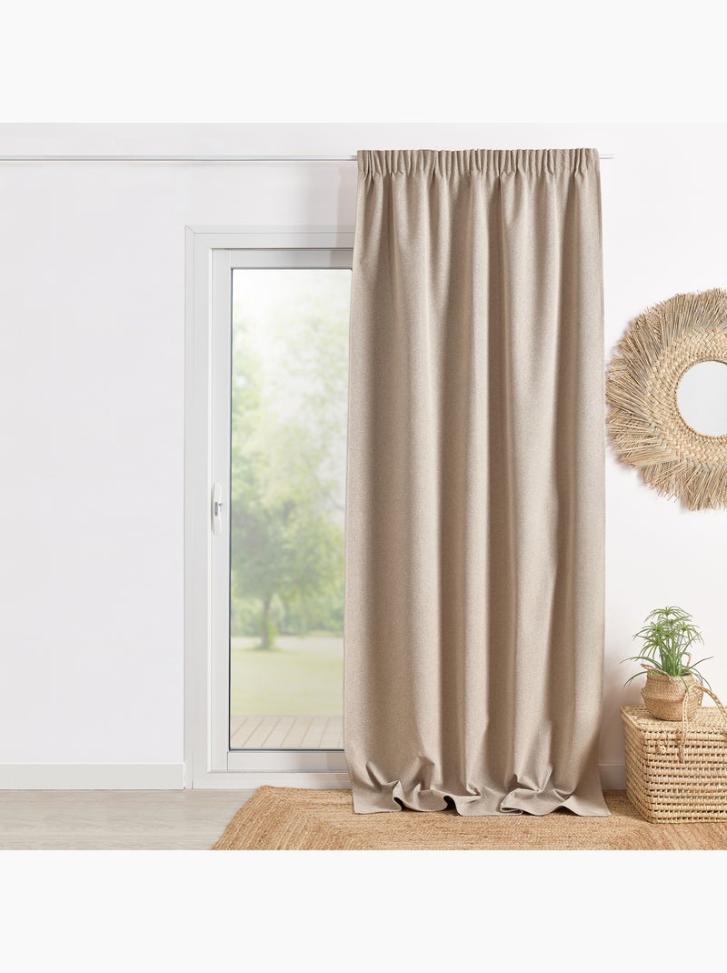 Cortina 100% opaca de doble cara con fruncidos Madera natural - Kiabi