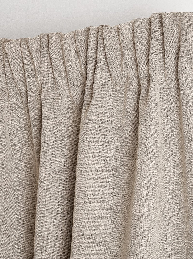 Cortina 100% opaca de doble cara con fruncidos MIDNIGHT Madera natural - Kiabi