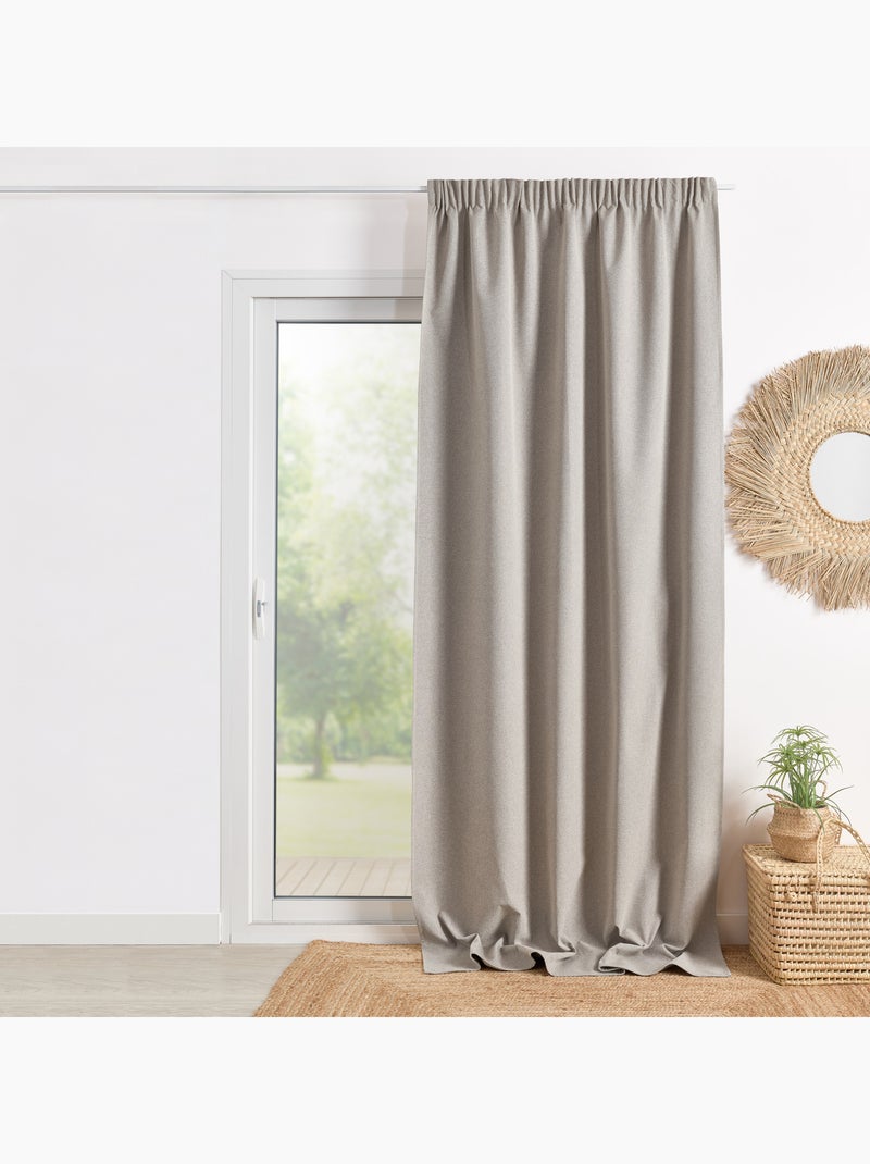 Cortina 100% opaca de doble cara con fruncidos Taupe - Kiabi