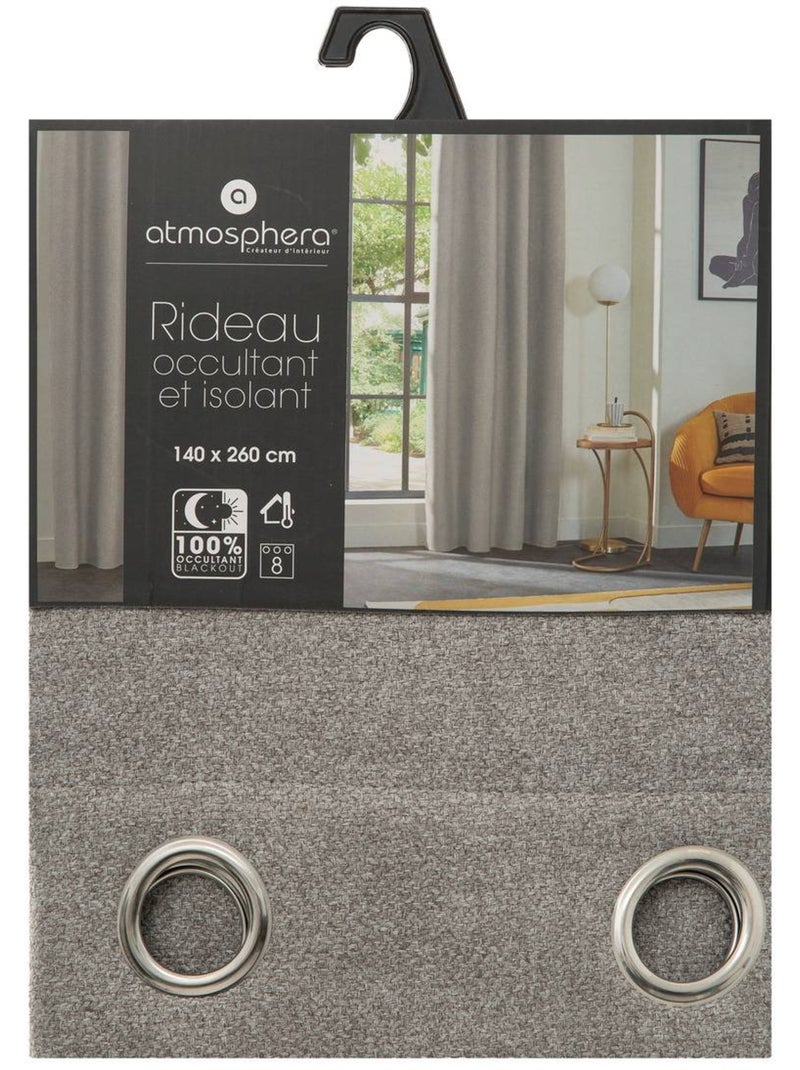 Cortina aislante blackout gris 140x260cm Gris - Kiabi