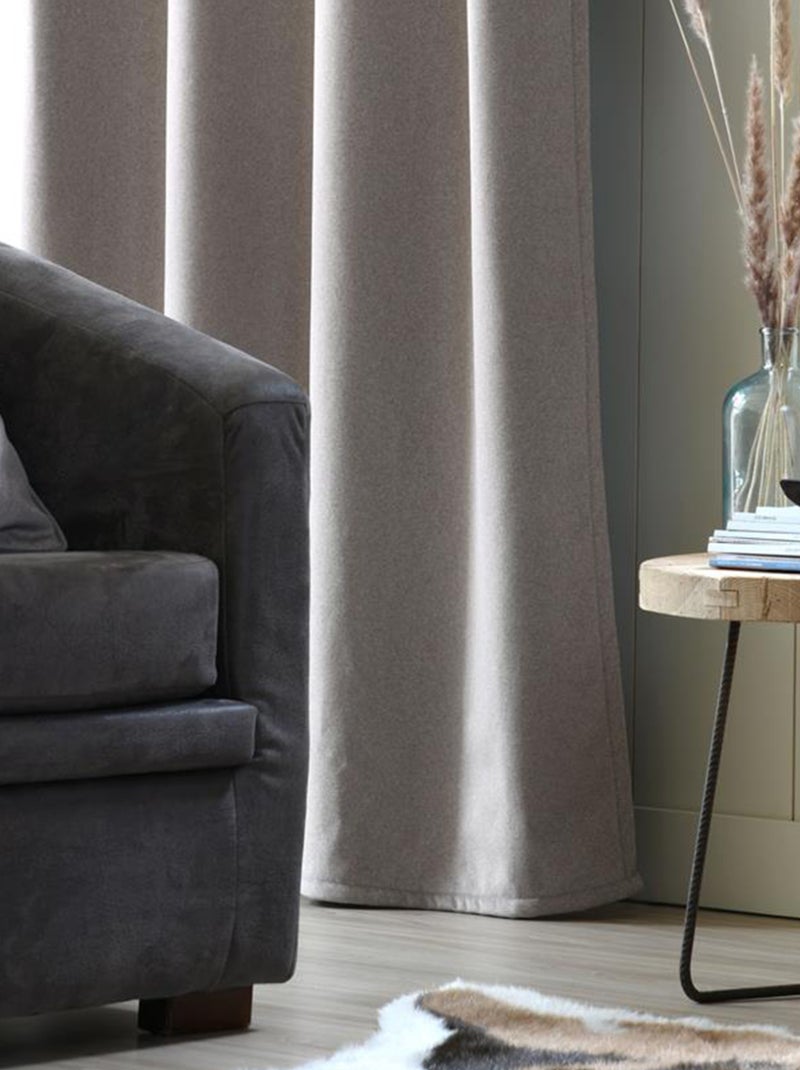 Cortina aislante con ojales para un interior confortable y elegante Madera natural - Kiabi