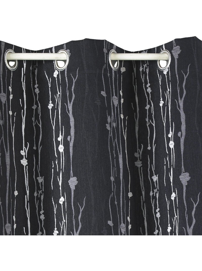 Cortina aislante en jacquard con estampado de raíces Negro - Kiabi