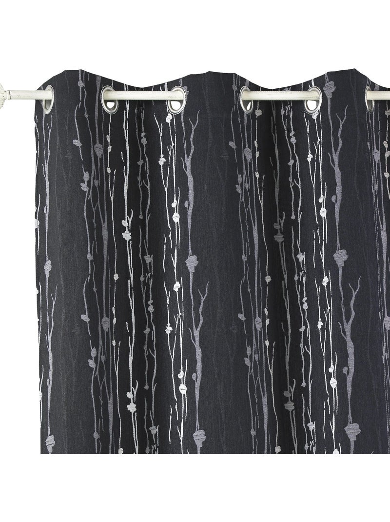 Cortina aislante en jacquard con estampado de raíces Negro - Kiabi