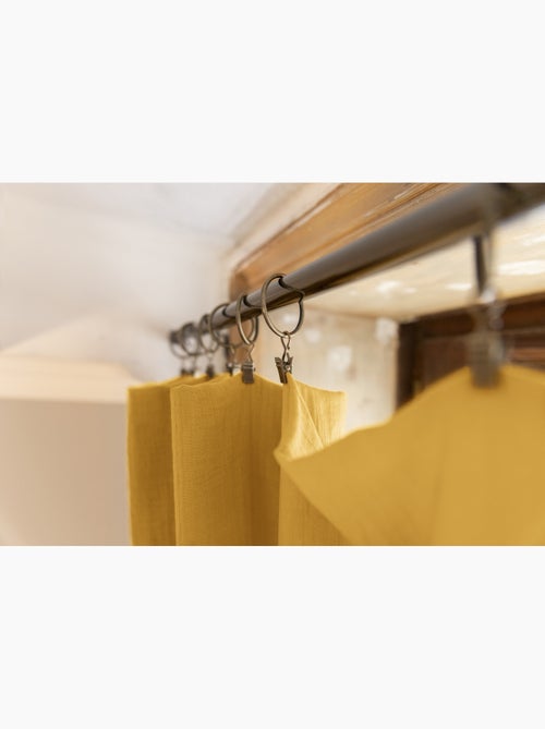 Cortina ajustable + 8 anillas con pinza – gasa de algodón – gaïa - Kiabi Cortina ajustable + 8 anillas con pinza – gasa de algodón – gaïa - Kiabi