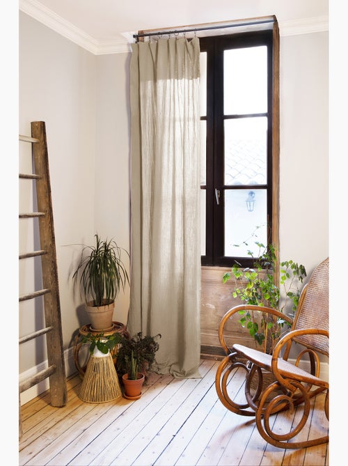 Cortina ajustable + 8 anillas con pinza – gasa de algodón – gaïa - Kiabi Cortina ajustable + 8 anillas con pinza – gasa de algodón – gaïa - Kiabi
