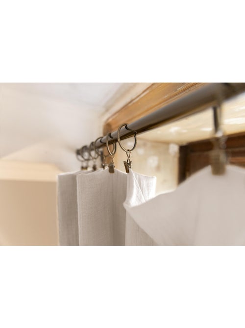 Cortina ajustable + 8 anillas con pinza – gasa de algodón – gaïa - Kiabi Cortina ajustable + 8 anillas con pinza – gasa de algodón – gaïa - Kiabi