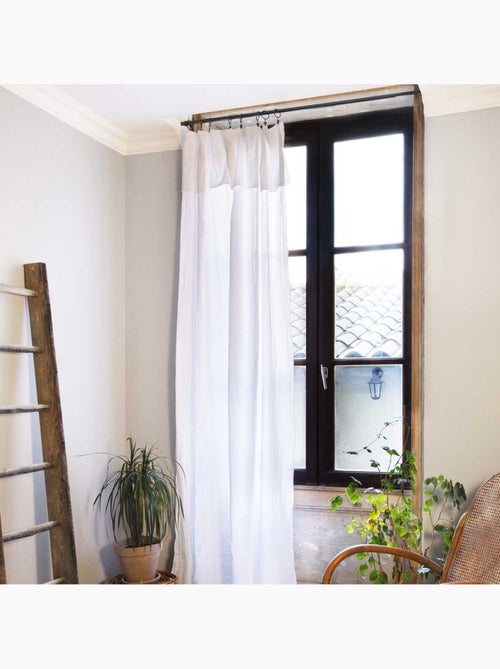 Cortina ajustable + 8 anillas con pinza – gasa de algodón – gaïa - Kiabi Cortina ajustable + 8 anillas con pinza – gasa de algodón – gaïa - Kiabi