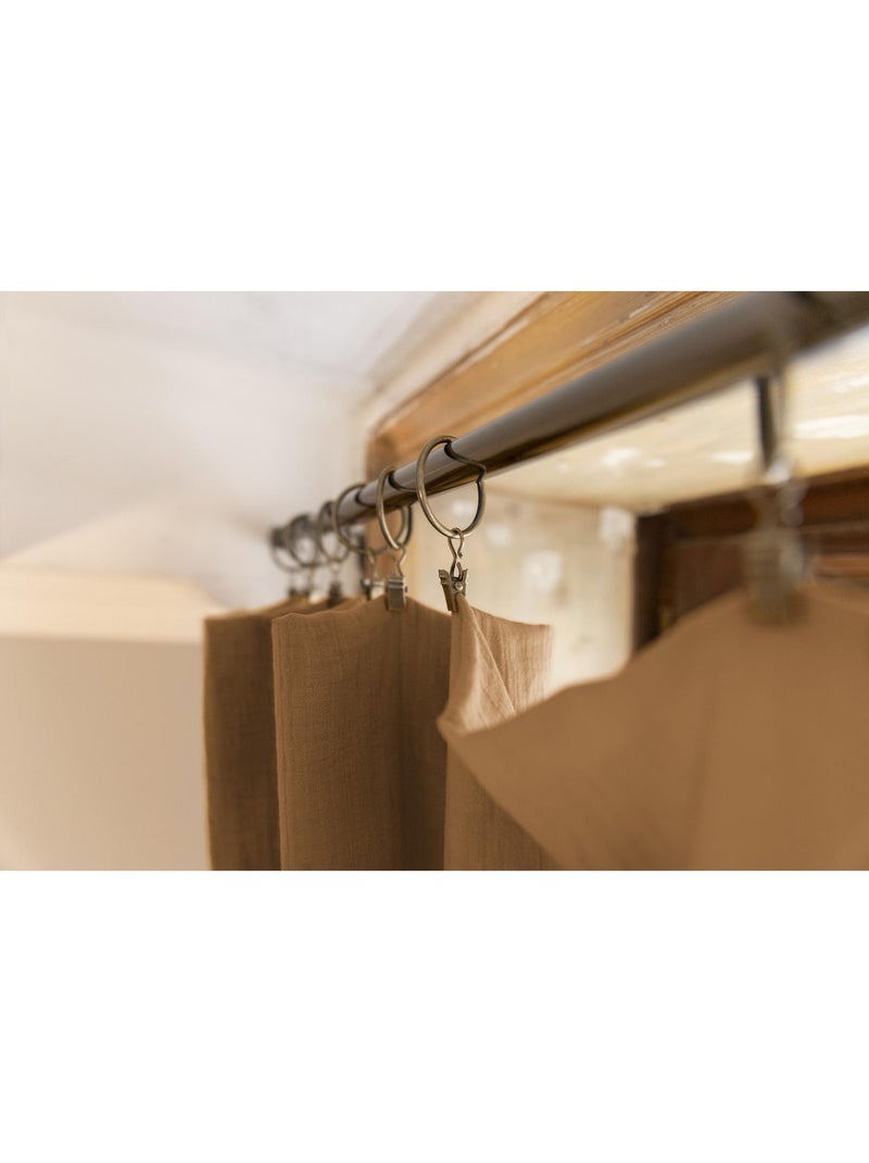 Cortina ajustable + 8 anillas con pinza – gasa de algodón – gaïa Camel - Kiabi